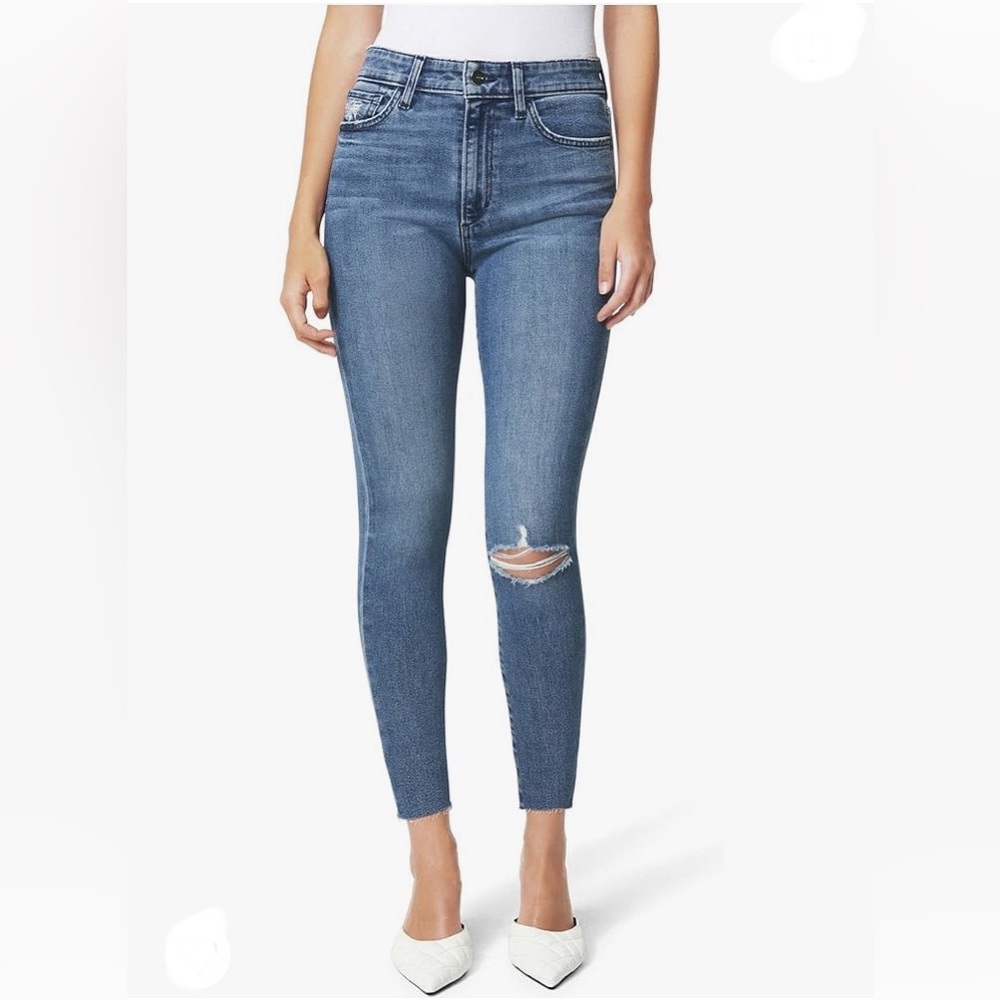 Joe's The Charlie High Rise Skinny Crop Distressed Knee Jeans Size 27